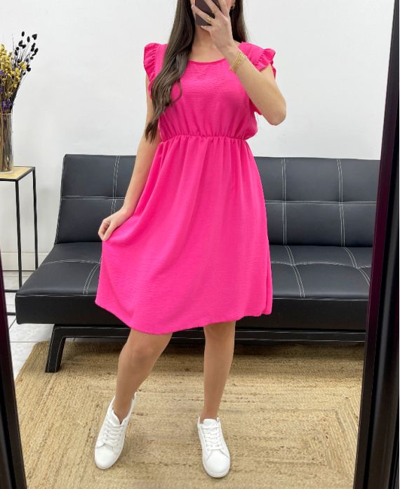 SUKIENKA Z FALBANKAMI PE831 FUSHIA