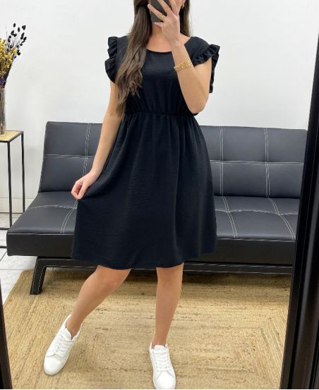 RÜSCHENKLEID PE831 SCHWARZ