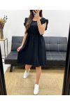 RÜSCHENKLEID PE831 SCHWARZ