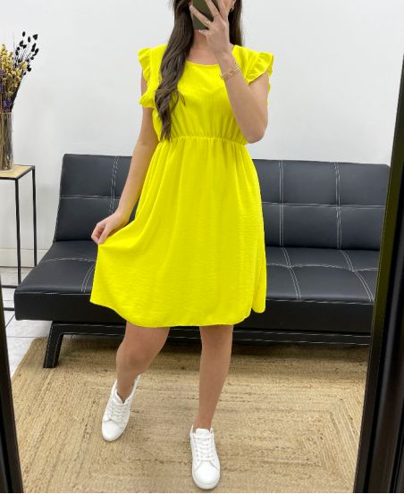 RUFFLE DRESS PE831 YELLOW