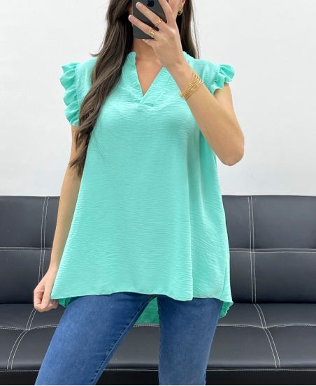 TOP MANICHE A BALZE PE1076 VERDE PASTELLO