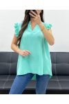 BLUZKA Z FALBANKAMI PE1076 PASTELOWA ZIELEŃ