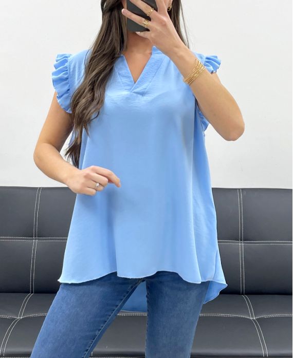 TOP CON VOLANTES SS1076 AZUL CIELO