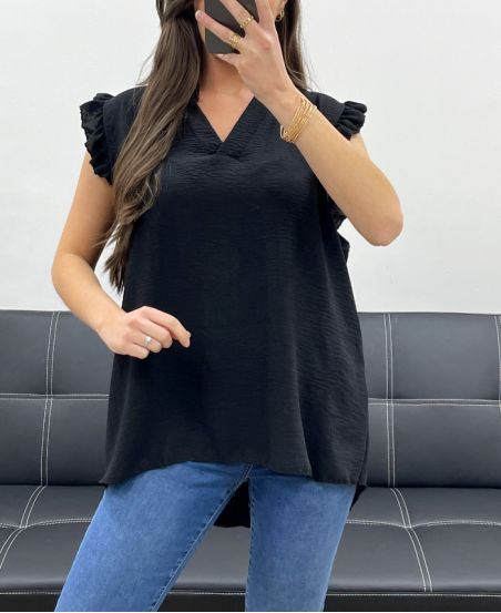 TOP CON VOLANTES PE1076 NEGRO