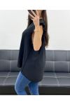 TOP MIT RÜSCHENÄRMELN PE1076 SCHWARZ