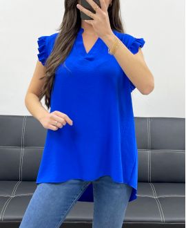 FRILLY SLEEVE TOP PE1076 ROYAL BLUE