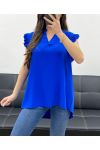 FRILLY SLEEVE TOP PE1076 ROYAL BLUE