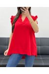 FRILLY SLEEVE TOP PE1076 RED