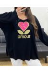 LUŹNY LEKKI SWETER FLOKOWANY LOVE PE0298