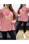 SUÉTER HOLGADO LIGHT FLOCADO LOVE PE0298 ROSA