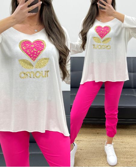JERSEY HOLGADO LIGHT FLOCKING LOVE PE0298 BLANCO