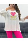 JERSEY HOLGADO LIGHT FLOCKING LOVE PE0298 BLANCO