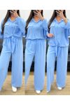 ENSEMBLE CHEMISE + PANTALON PE1053 BLEU CIEL