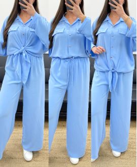 CONJUNTO CAMISA + PANTÓN SS1053 AZUL CIELO
