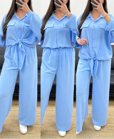 CONJUNTO CAMISA + PANTÓN SS1053 AZUL CIELO