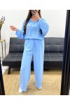 ENSEMBLE CHEMISE + PANTALON PE1053 BLEU CIEL