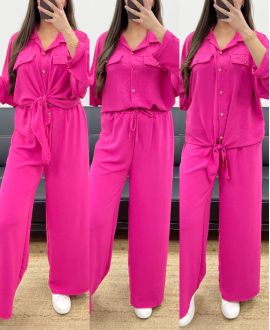 CONJUNTO CAMISA + PANTÓN SS1053 FUSHIA