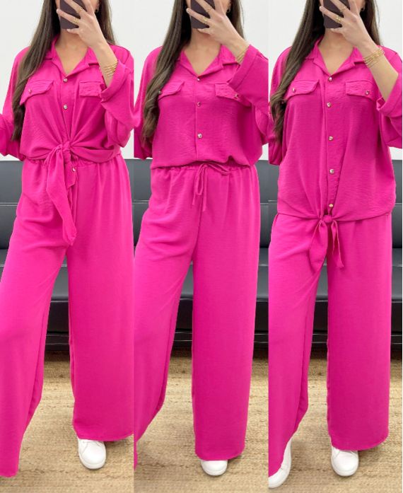 CONJUNTO CAMISA + PANTÓN SS1053 FUSHIA