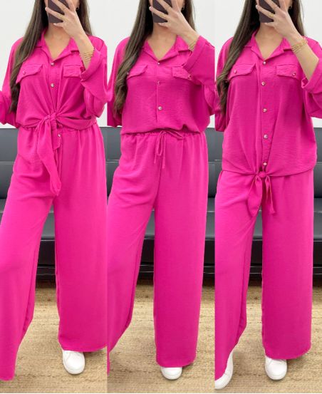 CONJUNTO CAMISA + PANTÓN SS1053 FUSHIA
