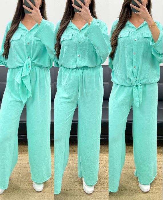 SET CAMICIA + PANTALONE SS1053 VERDE PASTELLO