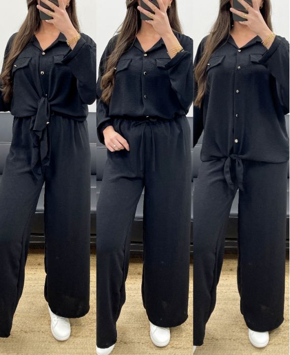 CONJUNTO CAMISA + PANTS PE1053 NEGRO