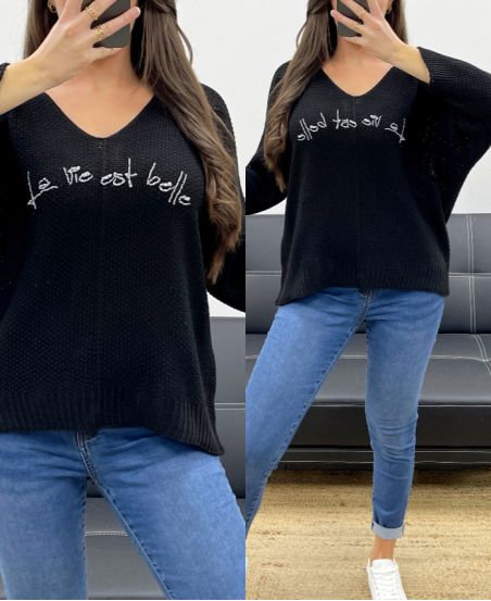 JERSEY LA VIE EST BELLE SS1016 NEGRO