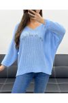 LA VIE EST BELLE PULLOVER SS1016 AZZURRO CIELO