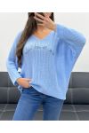 LA VIE EST BELLE PULLOVER SS1016 AZZURRO CIELO