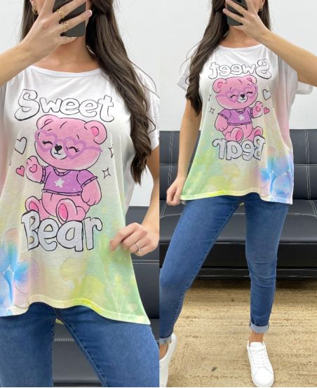 CAMISETA ESTAMPADA SUELTA SS0209 TREE SWEET TEDDY BEAR
