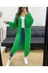 2-POCKET LANG GEBREID VEST PE0032 FIR GROEN