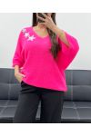 MIĘKKI 3-RADNIOWY SWETER PE1197 FUSHIA