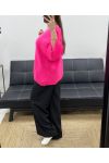 MIĘKKI 3-RADNIOWY SWETER PE1197 FUSHIA