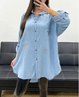 CAMISA OVERSIZE TENCEL STAR SS1060 AZUL CLARO