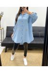 OVERSIZED TENCEL STAR HEMD FS1060 HELLBLAU