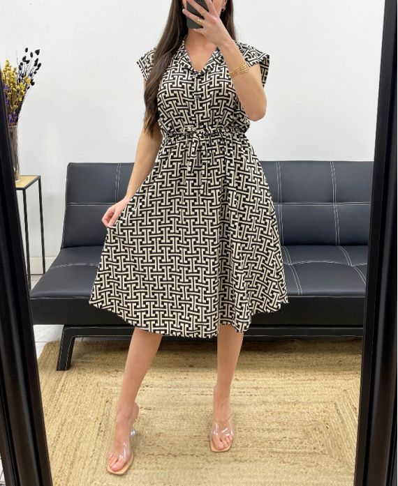PRINTED SATIN EFFECT DRESS PE1046-3