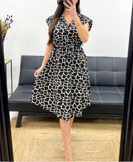 VESTIDO EFECTO SATINADO ESTAMPADO PE1046-2