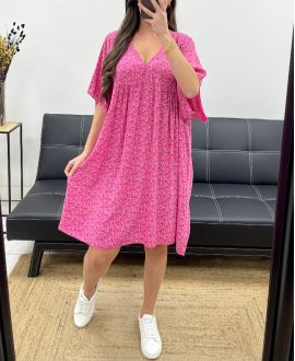 LOCKER FLIESSENDES LIBERTY KLEID FS1162 FUSHIA