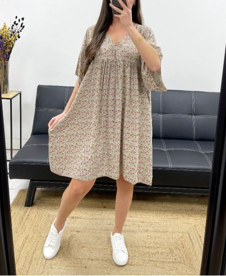 LOOSE FLOWING LIBERTY DRESS SS1162 TAUPE