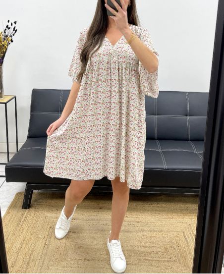 ABITO LIBERTY SCIOLTO E FLUIDO SS1162 BIANCO