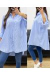 BLAUW STRAS STER OVERSIZED GESTREEPT OVERHEMD PE1061