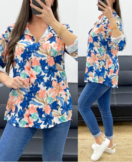 CAMICIA STAMPATA PE31 NAVY BLU
