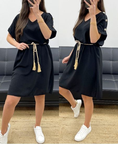 BUTTON-DOWN-KLEID SS785 SCHWARZ