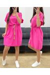 ABITO SPALLE SCOPERTE CON BOTTONI PE785 FUCSIA