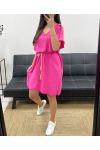 ABITO SPALLE SCOPERTE CON BOTTONI PE785 FUCSIA