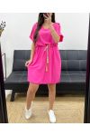 ABITO SPALLE SCOPERTE CON BOTTONI PE785 FUCSIA
