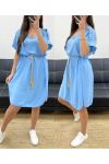 BUTTON-DOWN-KLEID SS785 HIMMELBLAU