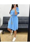BUTTON-DOWN JURK SS785 HEMELSBLAUW