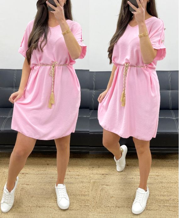 BUTTON-DOWN-SCHULTERKLEID SS785 ROSA