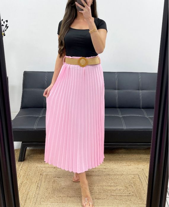 GONNA Plissettato + CINTURA PE1094 ROSA