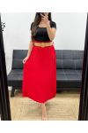 FALDA PLISADA + CINTURÓN PE1094 ROJO
